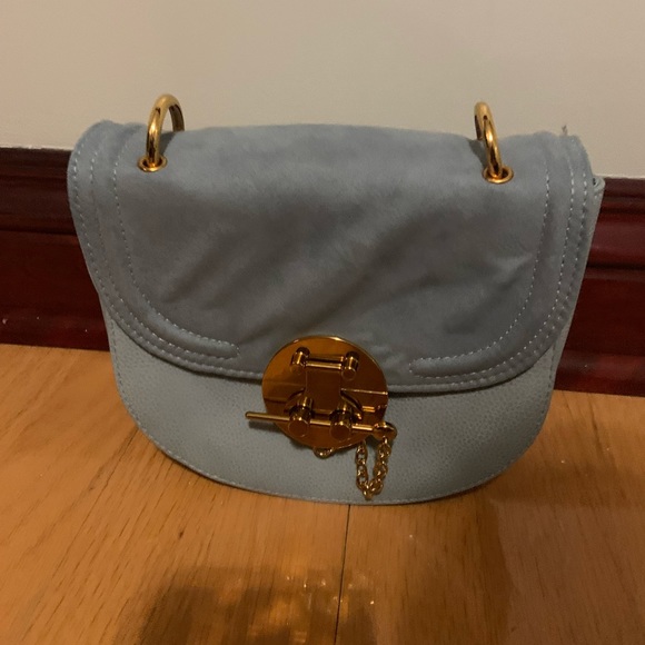 Blue suede & faux leather crossbody - Picture 3 of 6